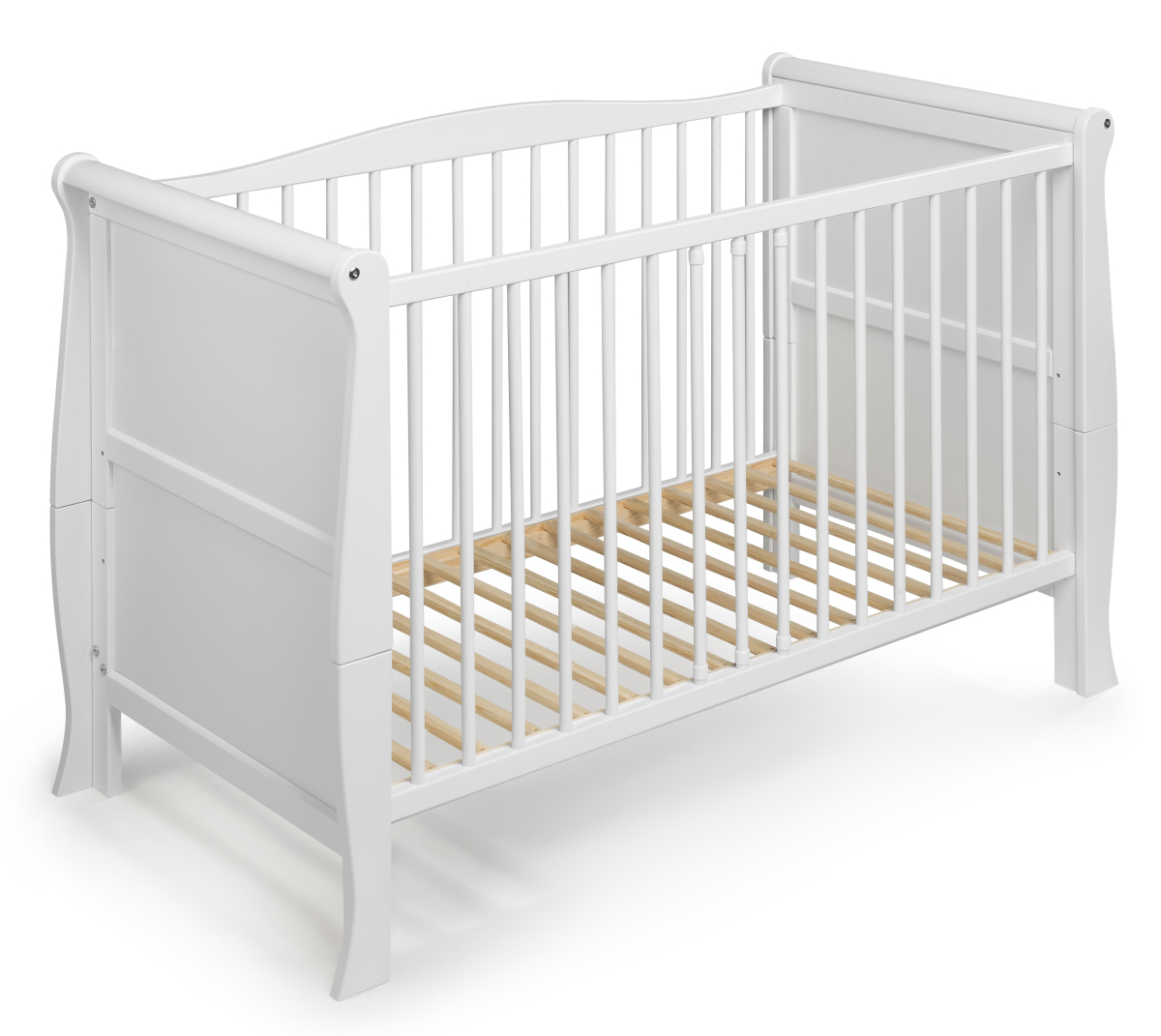 KOKO Babybett - Gitterbett - Kinderbett - LILLY - weiß - Landhausstil - umbaubar - 120x60 cm mit Matratze